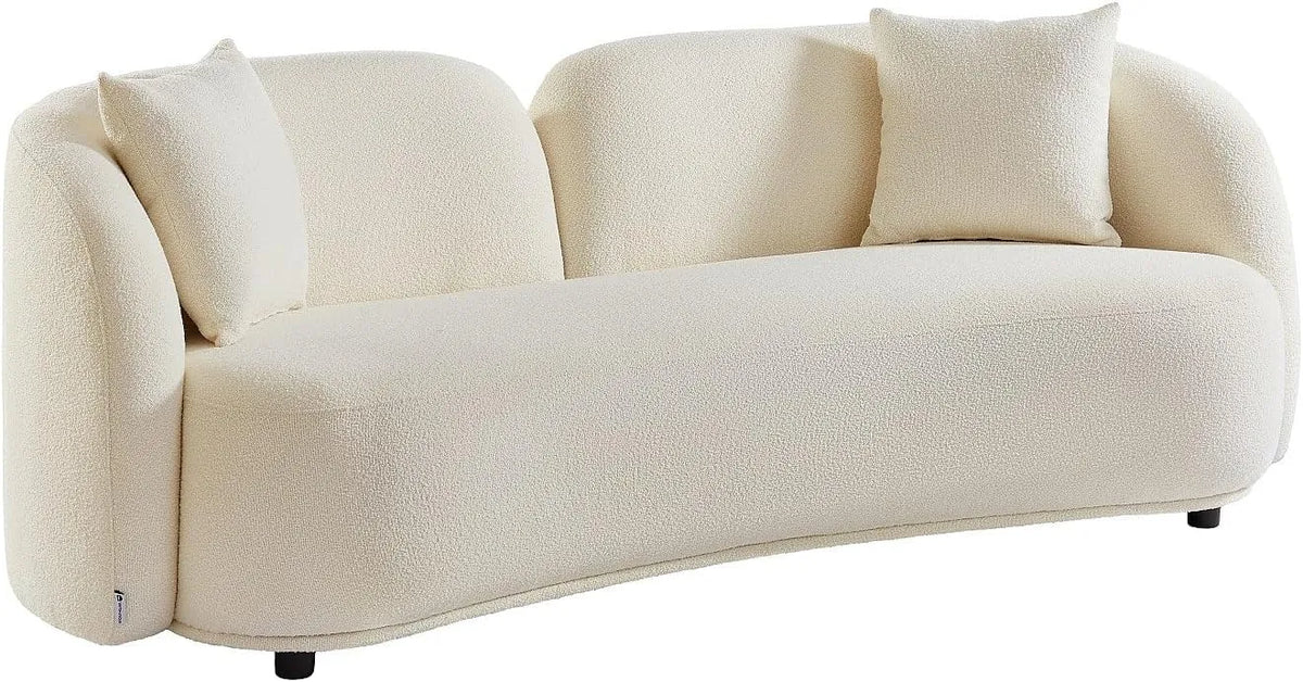 Canapé: LINORIA, revêtement en tissu, revêtement bouclé, 3 Places, blanc