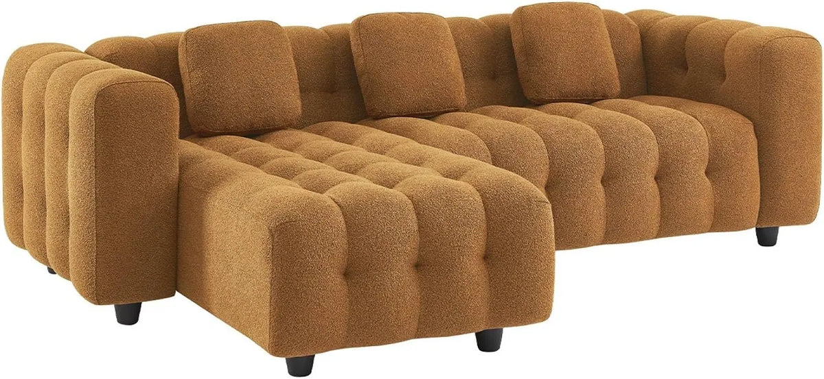 Canapé d'angle et canapé panoramique — réversible, en bois, revêtement bouclé, 4 Places