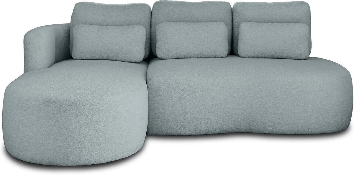 Canapé d'angle et canapé panoramique — angle gauche, revêtement en tissu, convertible, revêtement bouclé, 4 Places