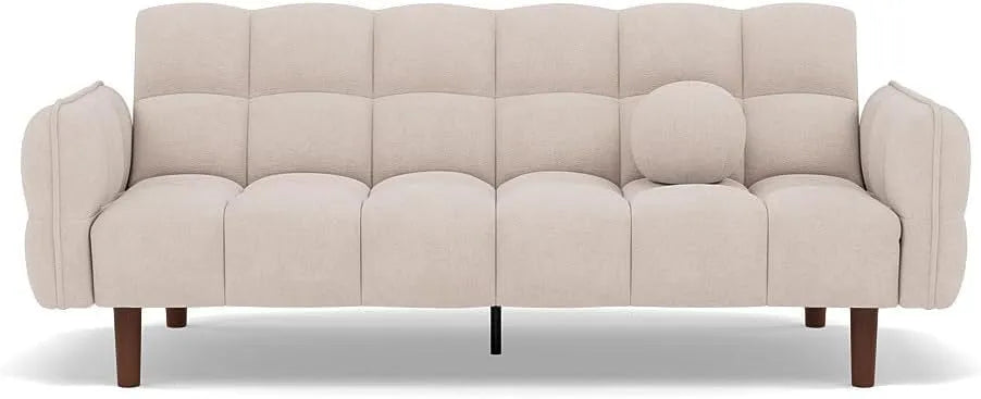 Canapé – revêtement en tissu, convertible, 2 Places, beige
