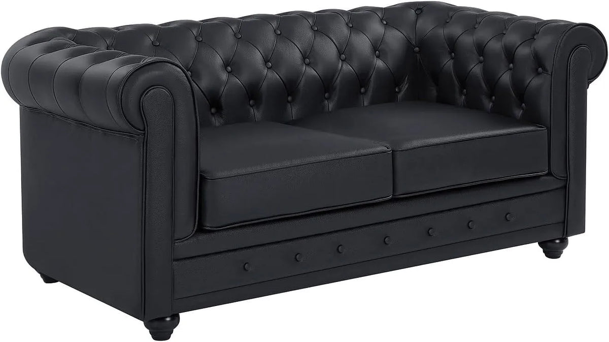 Canapé – en cuir, 2 Places, noir