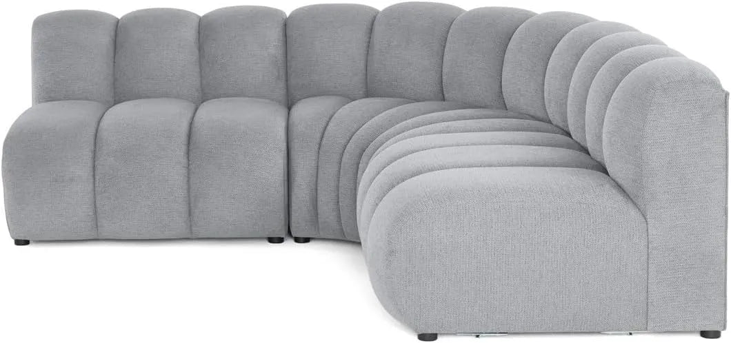 Canapé d'angle et canapé panoramique – réversible, revêtement en tissu, 4 Places, gris
