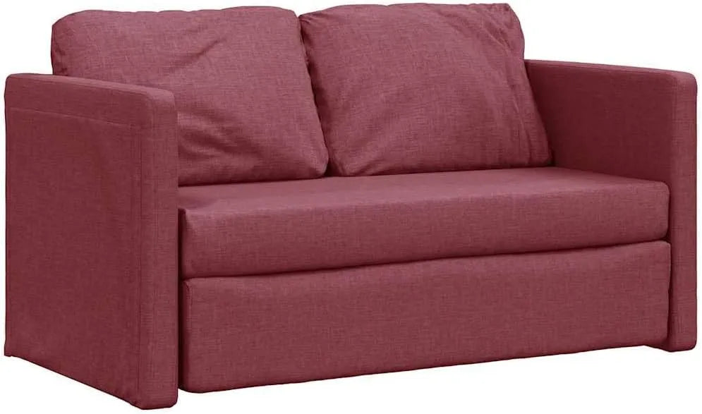 Canapé convertible et canapé-lit — revêtement en tissu, avec coussins, pliable, rouge