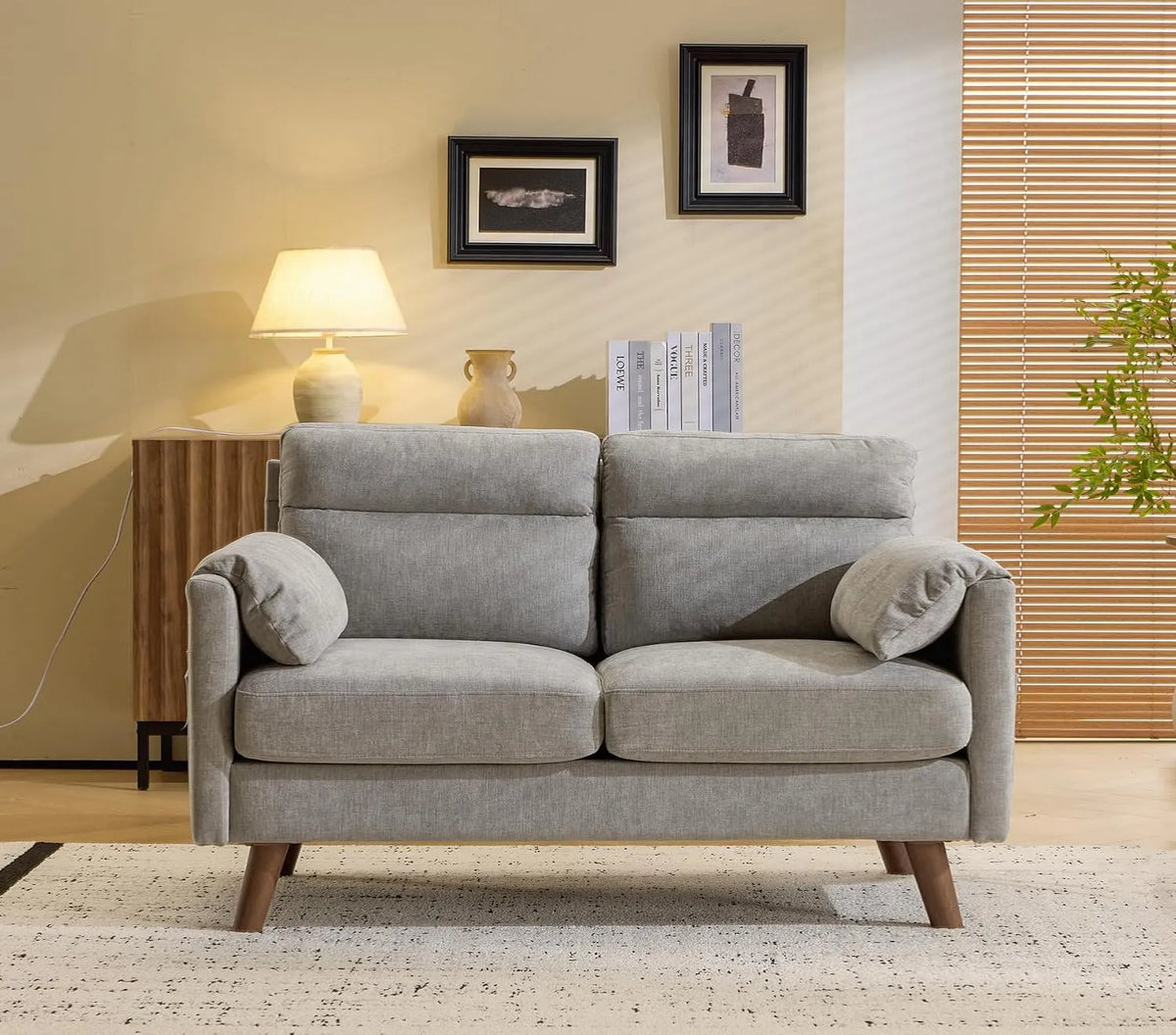Canapé: avec accoudoirs, 2 Places, 125 × 78 × 86 cm, gris