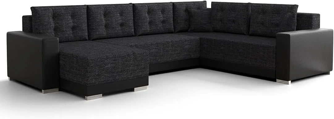 Canapé d'angle et canapé panoramique – réversible, revêtement en tissu, convertible, 7 Places, anthracite