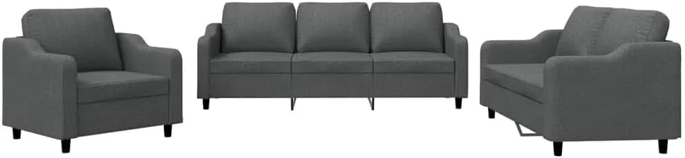 Ensemble de Canapés avec Coussins 3 pcs — revêtement en tissu, avec accoudoirs, avec dossier, 3 pièces, gris