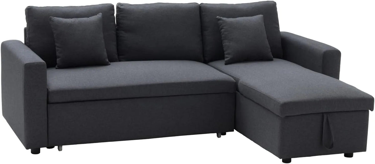 Canapé d'angle et canapé panoramique — réversible, revêtement en tissu, avec rangement, convertible, 3 Places, gris, avec rangement intégré