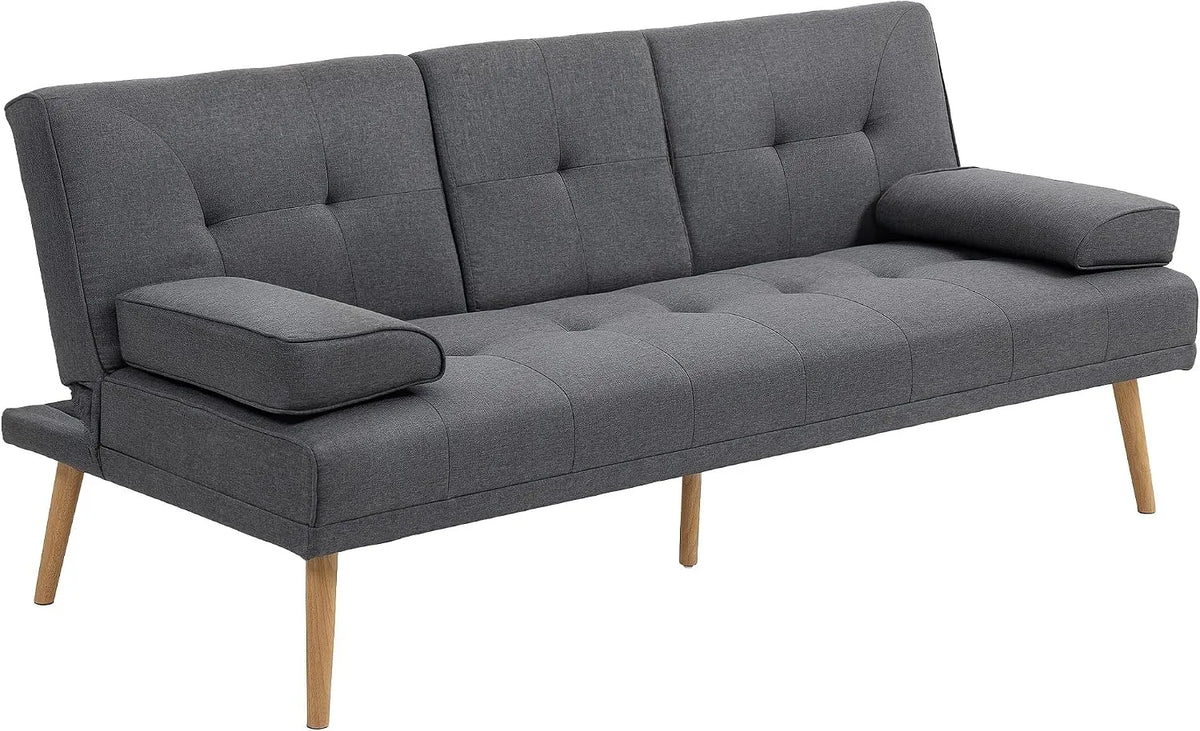 HOMCOM Canapé convertible et canapé-lit – en bois, inclinaison réglable, convertible, avec dossier, 3 Places, 3 Niveau ×, 2 Porte, en bois massif