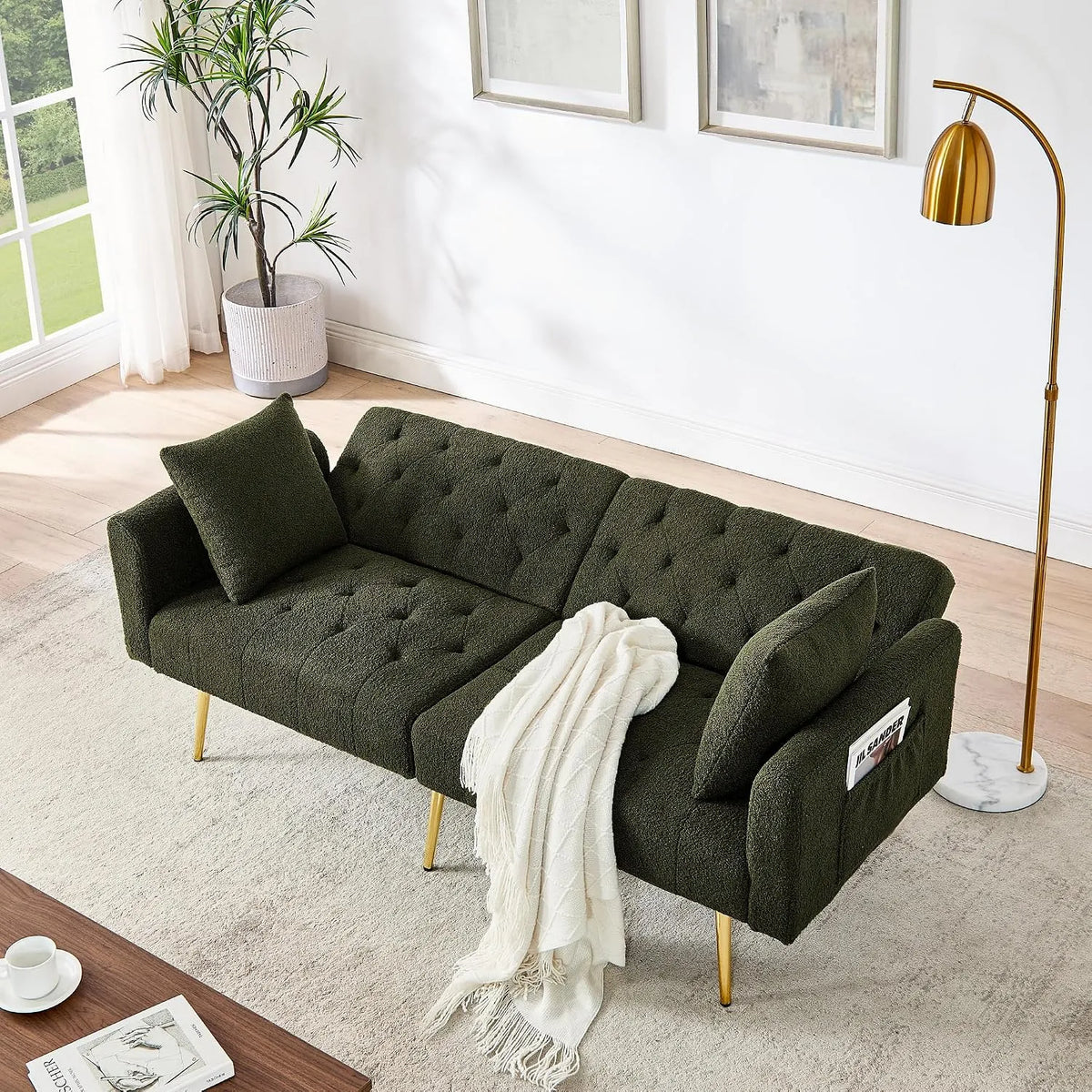 Canapé — en métal, revêtement en tissu, avec rangement, convertible, 2 Places, réglable