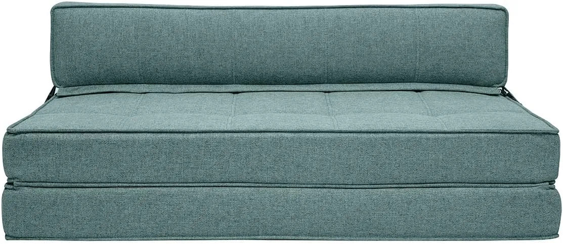 Miliboo Chauffeuse Convertible 2 Places en Tissu Vert de Gris — revêtement en tissu, avec chauffage