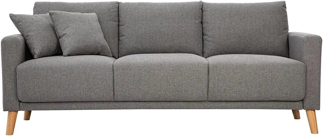 Canapé — MUNIK, revêtement en tissu, en bois, 3 Places, gris
