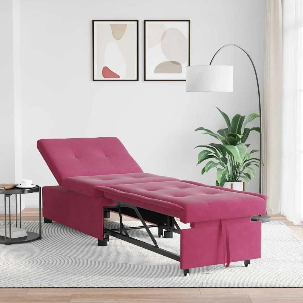 Canapé convertible et canapé-lit: format compact, avec bureau, convertible, réglable, 67 × 194 × 38 cm, rouge, inclinable, revêtement en velours
