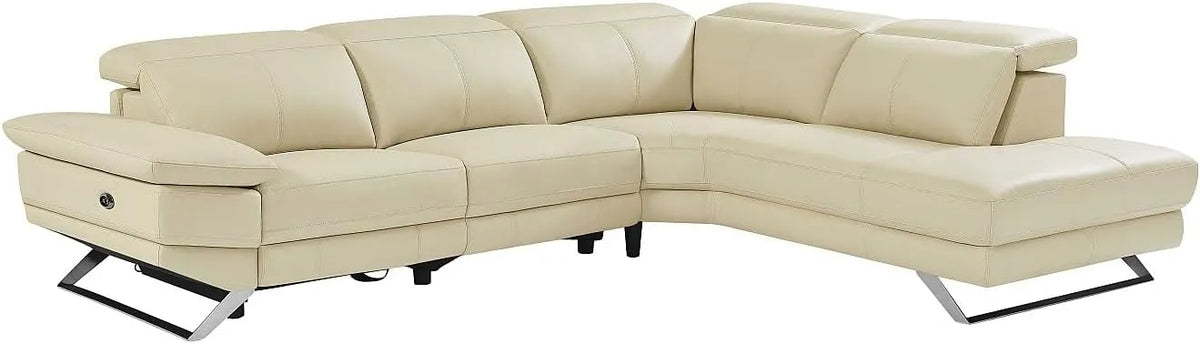 Canapé d'angle et canapé panoramique – angle droit, en cuir, beige