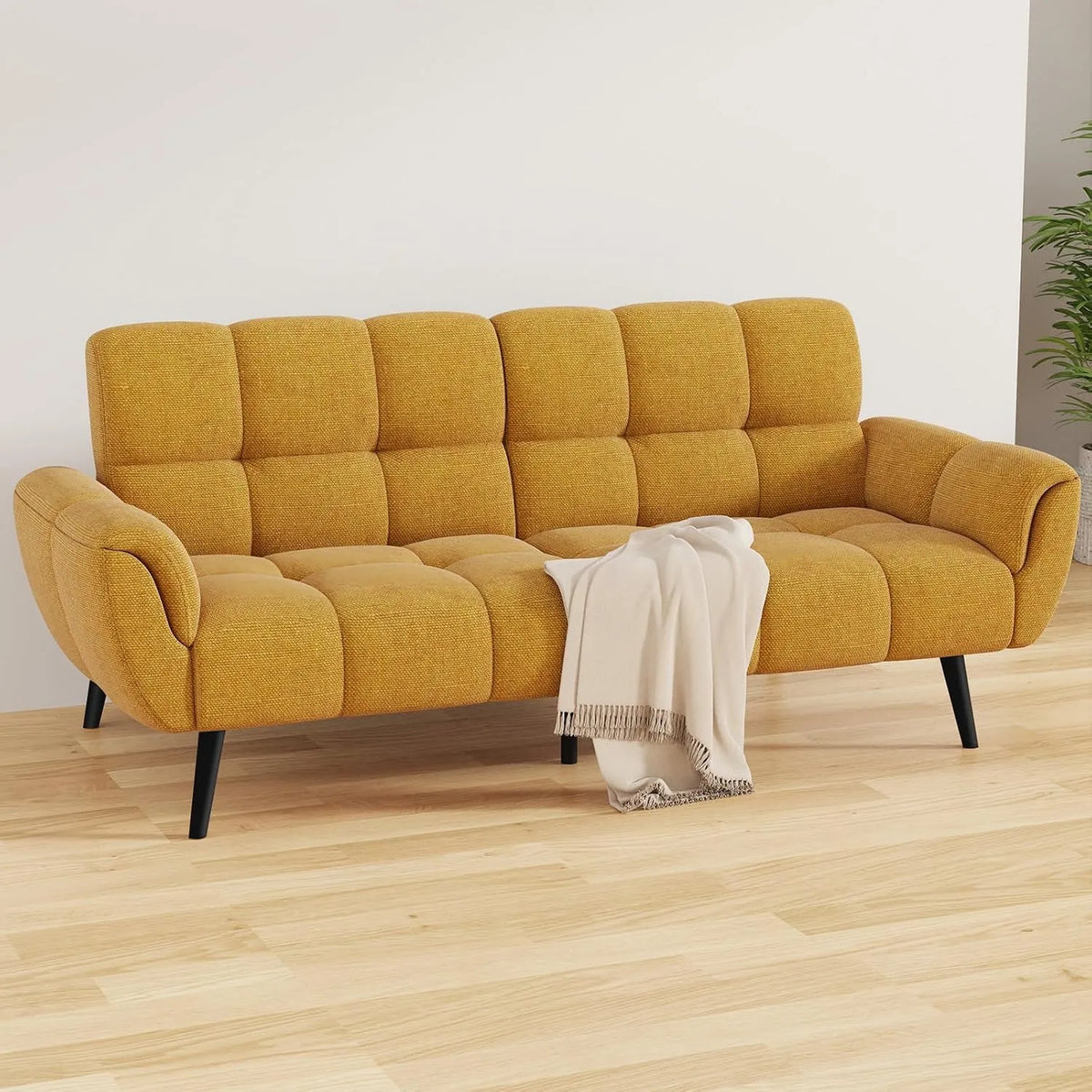 Canapé convertible et canapé-lit: avec bureau, pliable, 3 places, 195 × 85 cm, jaune