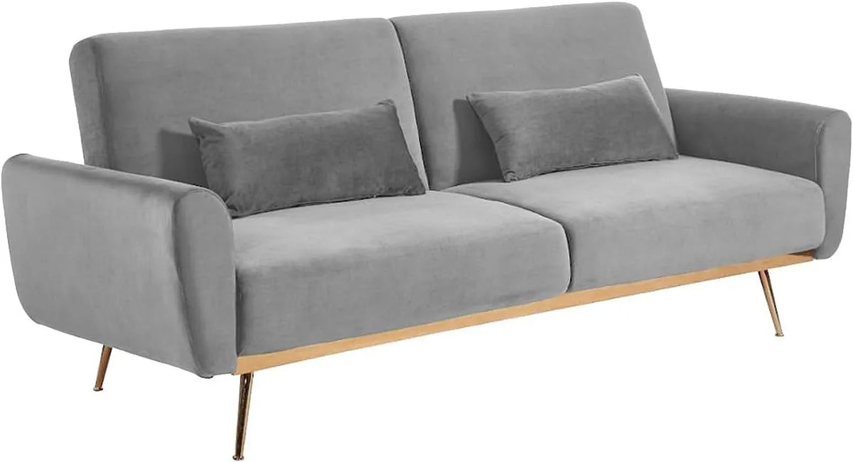 Canapé – LAUNEI, convertible, 3 Places, gris, revêtement en velours