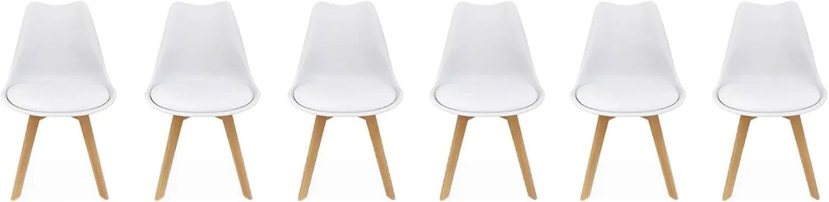 Chaise: en bois, Lot de 6, 1 Place, blanc