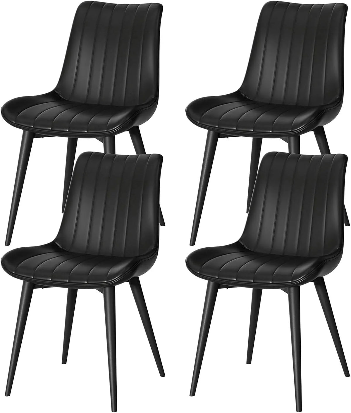 Chaise: en métal, en cuir PU, Lot de 4, 130 kg, noir