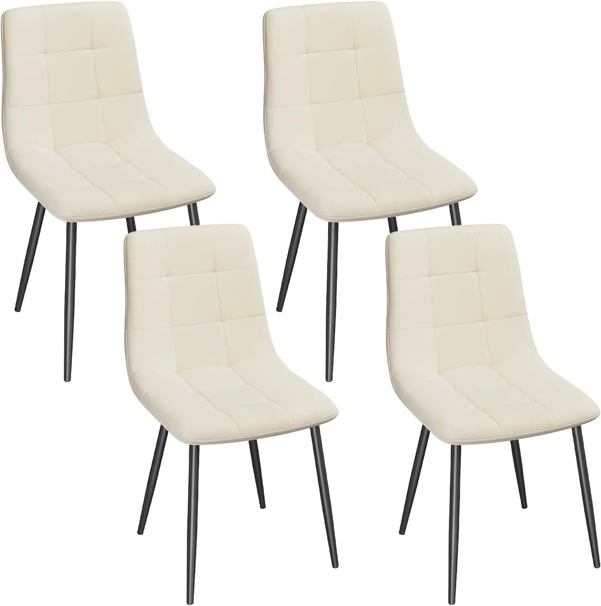 Chaise — en métal, avec dossier, Lot de 4, revêtement en velours