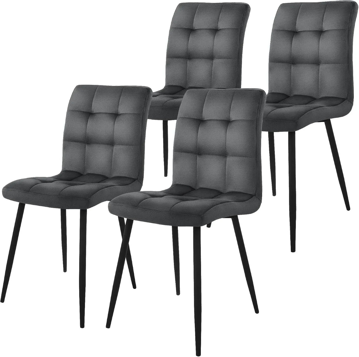 Bureau et table informatique: en métal, avec dossier, Set de 4, anthracite, revêtement en velours