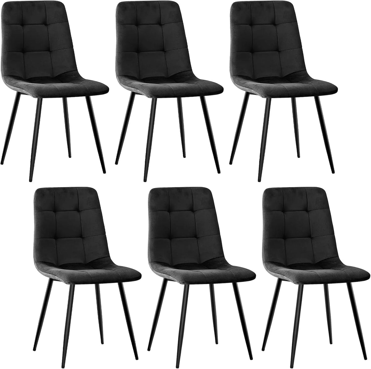 Chaise: en métal, Lot de 6, 120 kg, noir, revêtement en velours