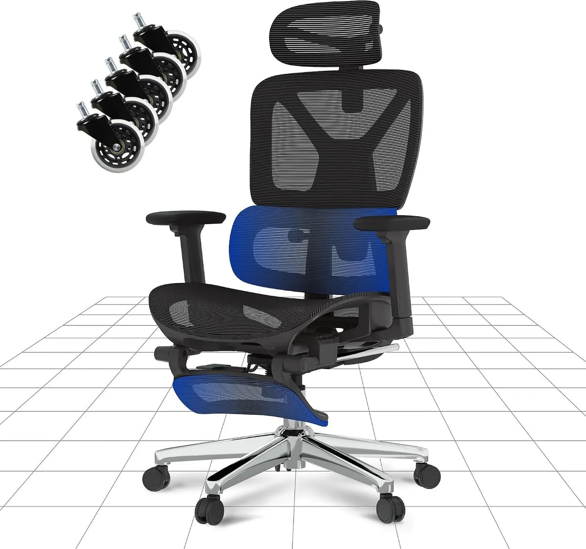 Bureau et table informatique — technologie 3D/4D, avec accoudoirs, pour gaming, réglable, noir, hauteur réglable, avec roulettes