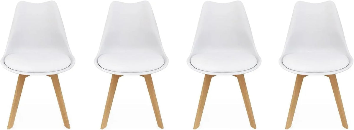 Chaise: en bois, Lot de 4, 1 Place, blanc