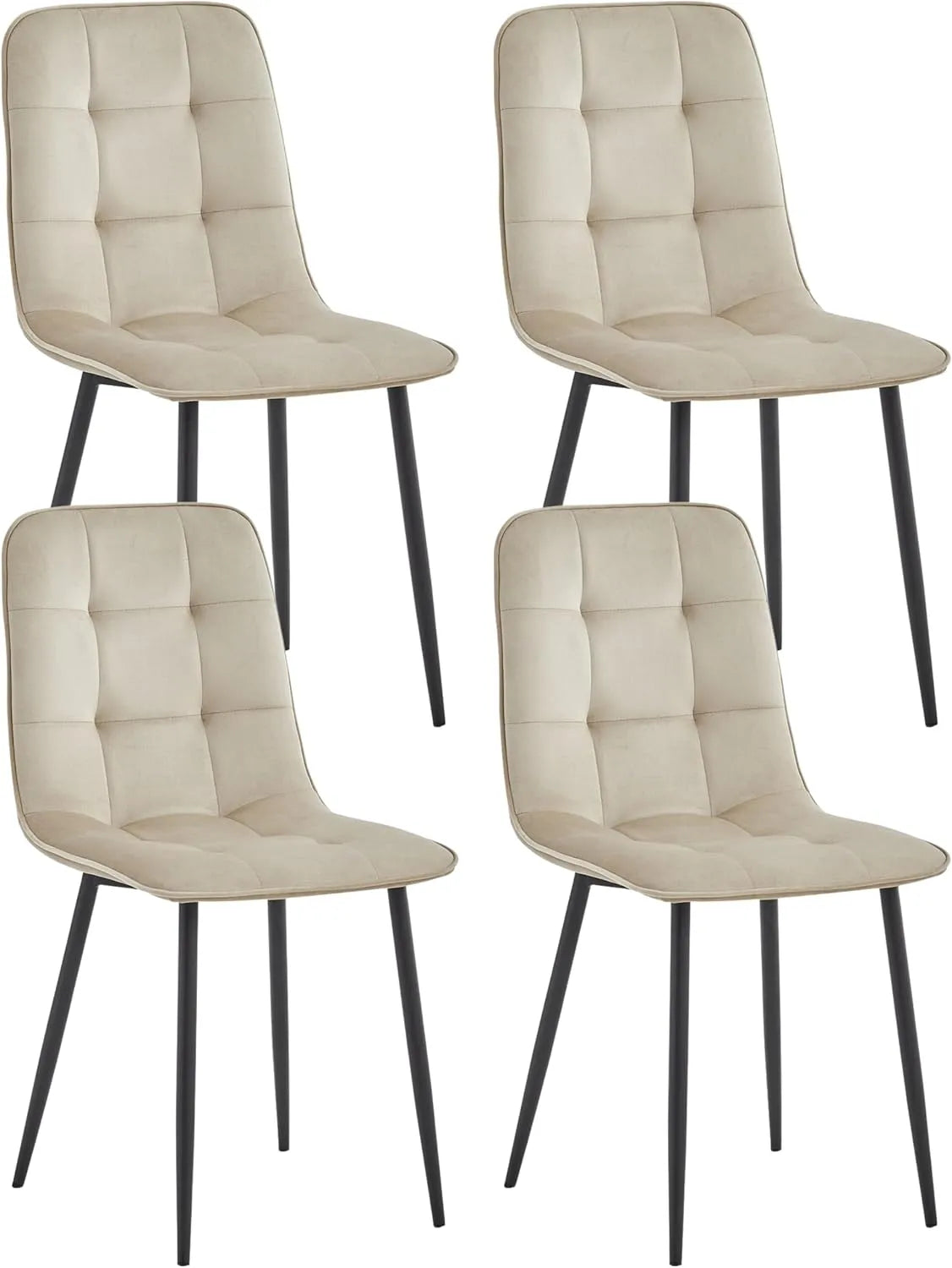Chaise — Lot de 4, beige, revêtement en velours