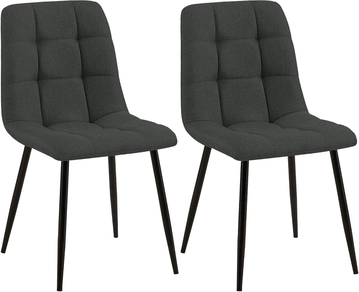 Chaise — en métal, revêtement en tissu, Lot de 2, gris