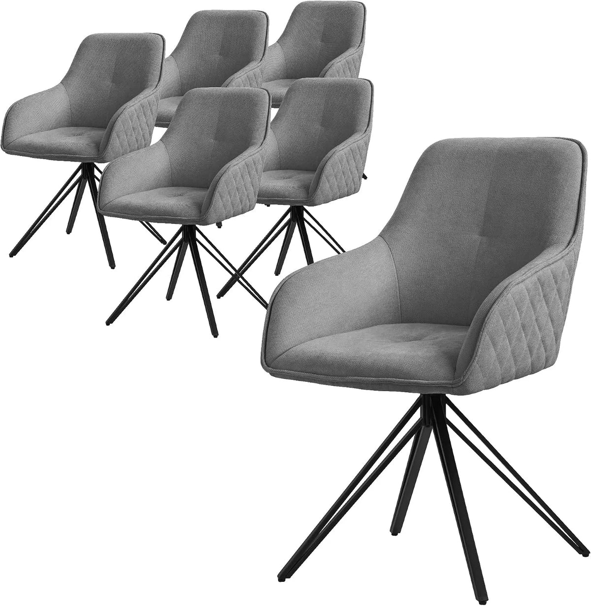 Chaise — en métal, pivotant, avec accoudoirs, avec dossier, gris