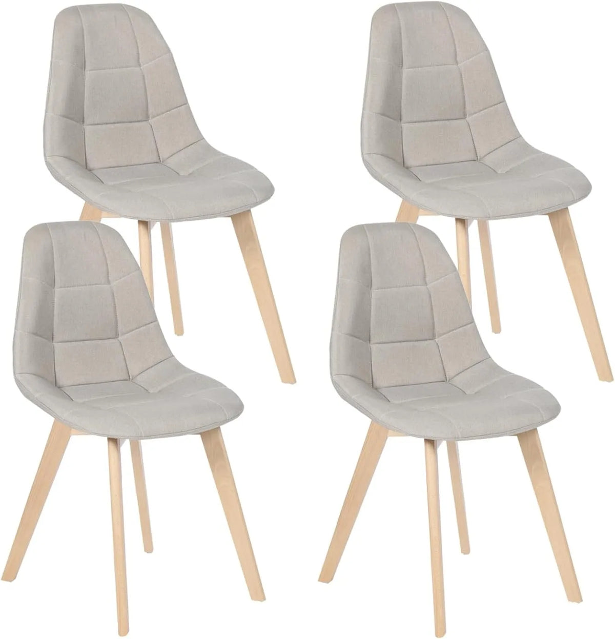 Chaise – revêtement en tissu, Lot de 4, beige