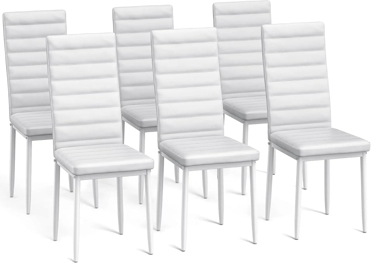 Bureau et table informatique — en cuir, avec dossier, Lot de 6, blanc