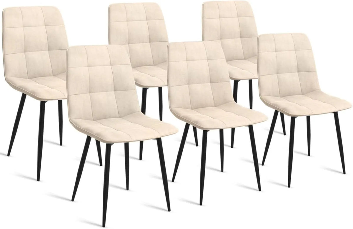 Chaise — Lot de 6, beige, revêtement en velours