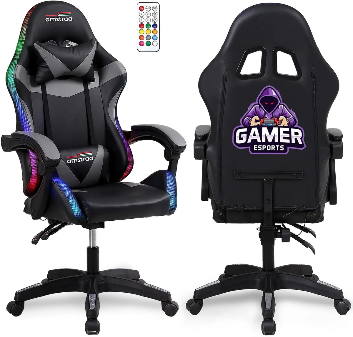 Amstrad AMS-900-LED-GAMER: Télécommande, pour gaming, avec télécommande, affichage LED, gris