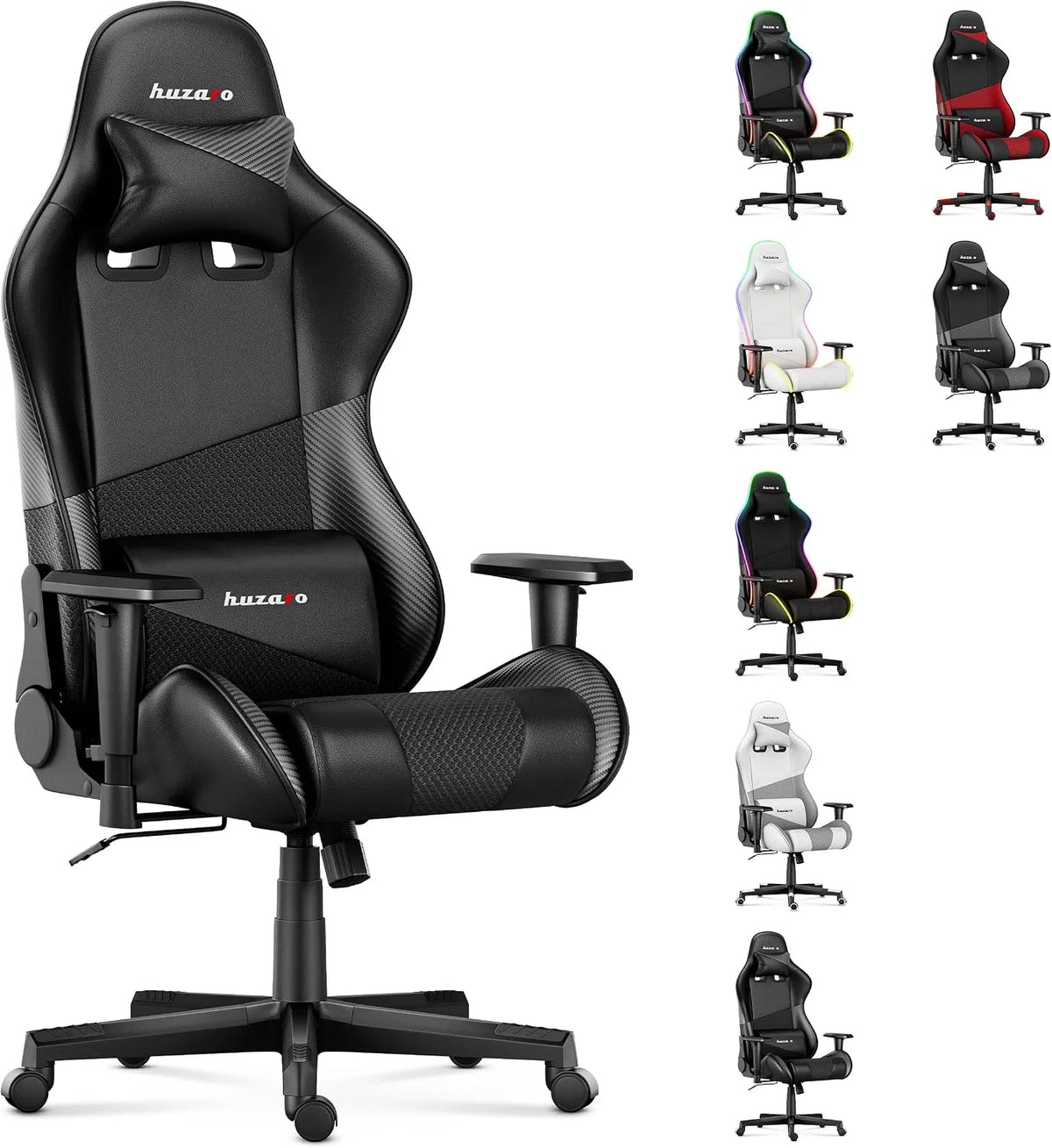 Chaise – en cuir, revêtement en tissu, pour gaming, 130 kg, noir