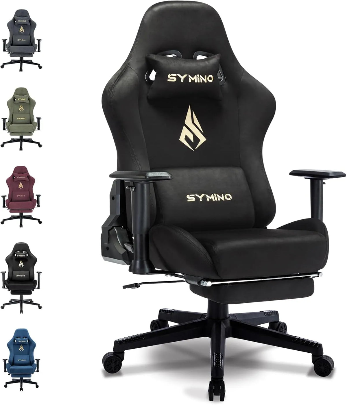 Chaise – avec coussins, pour gaming, réglable, 200kg, noir