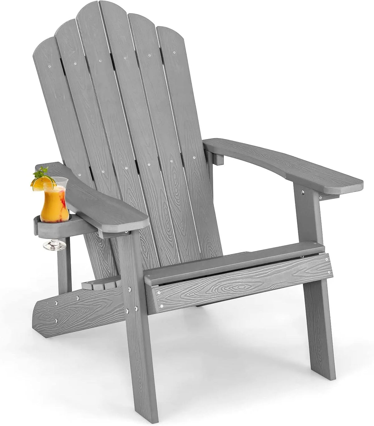 Chaise de jardin et fauteuil de terrasse – en plastique, avec dossier, 77 × 86 × 94 CM, 150 kg, gris