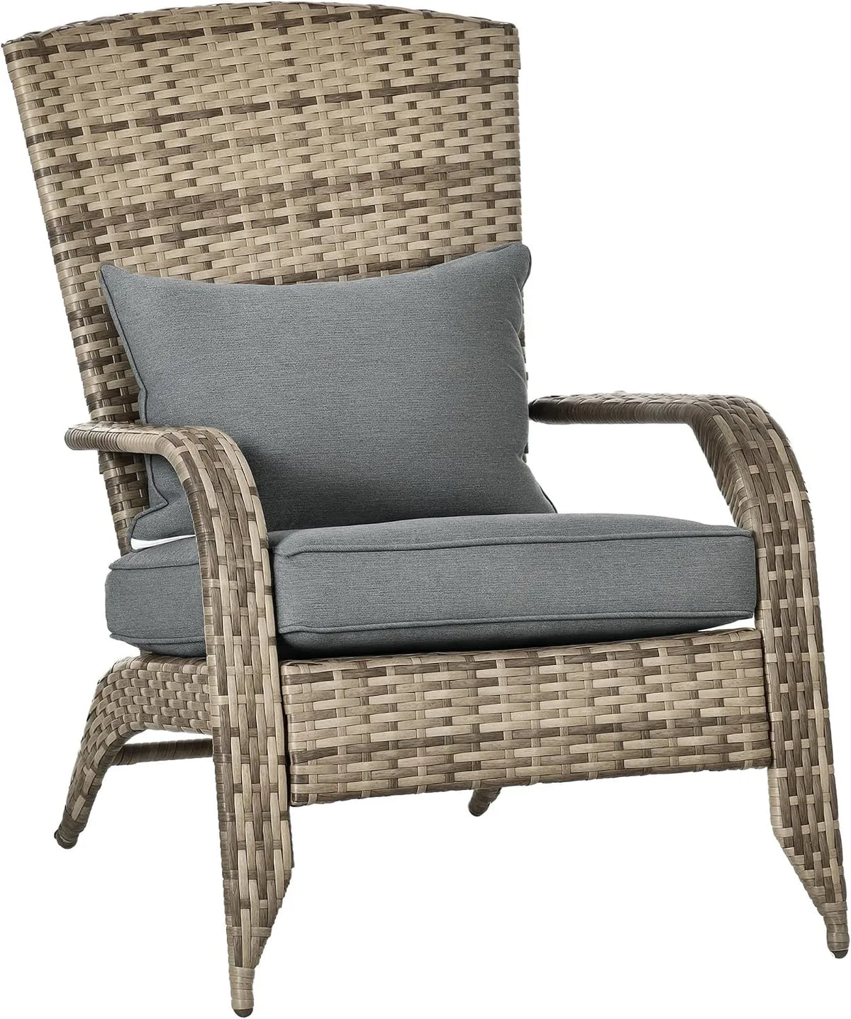 Outsunny Chaises de jardin – en acier, avec accoudoirs, avec coussins, 64 × 80 × 90 cm, gris, en résine tressée