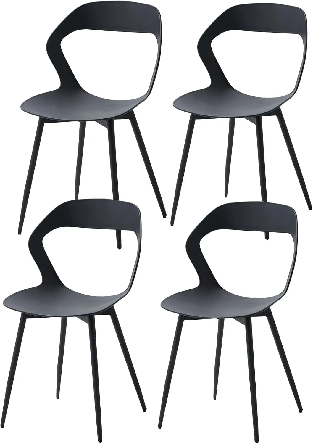 Chaises de jardin: en métal, Lot de 4, noir