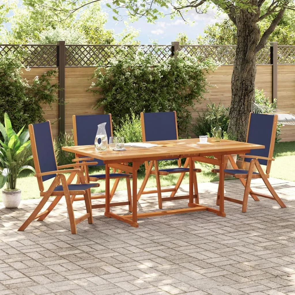 Chaises de jardin: en bois, avec dossier, pliable, réglable, Lot de 4