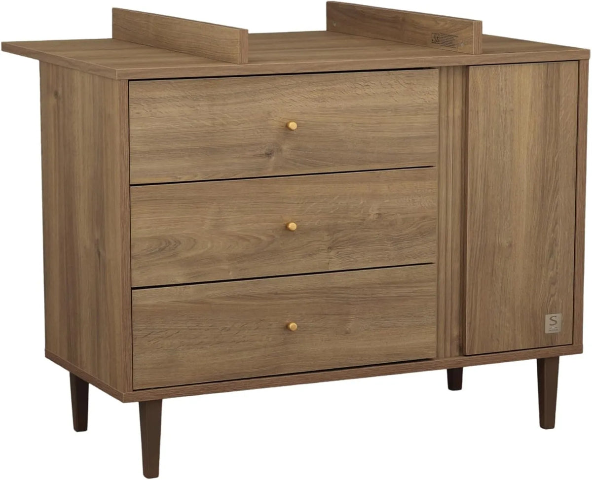 Sauthon Commode et meuble à tiroirs 3 tiroirs et 1 Porte avec détail Imitation — en bois, avec tiroirs