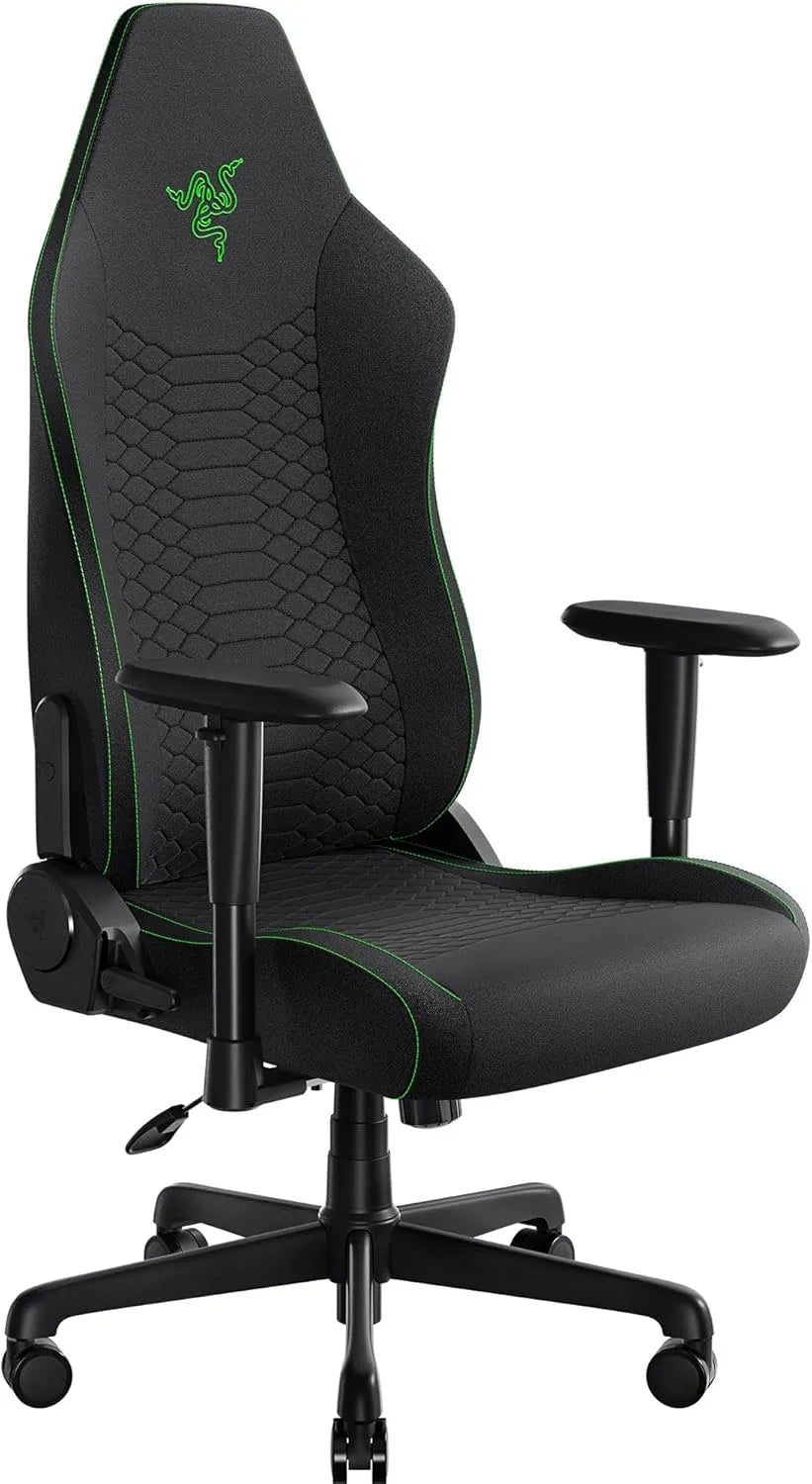 Essential Gaming Chair avec Support Lombaire intégré Coussins en Mousse — revêtement en tissu, rembourrage en mousse, avec accoudoirs, avec coussins
