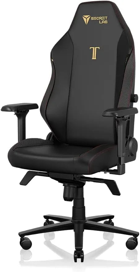 Chaise – Similicuir, en cuir PU, technologie 3D/4D, avec accoudoirs, pour gaming, 180kg, noir, inclinable