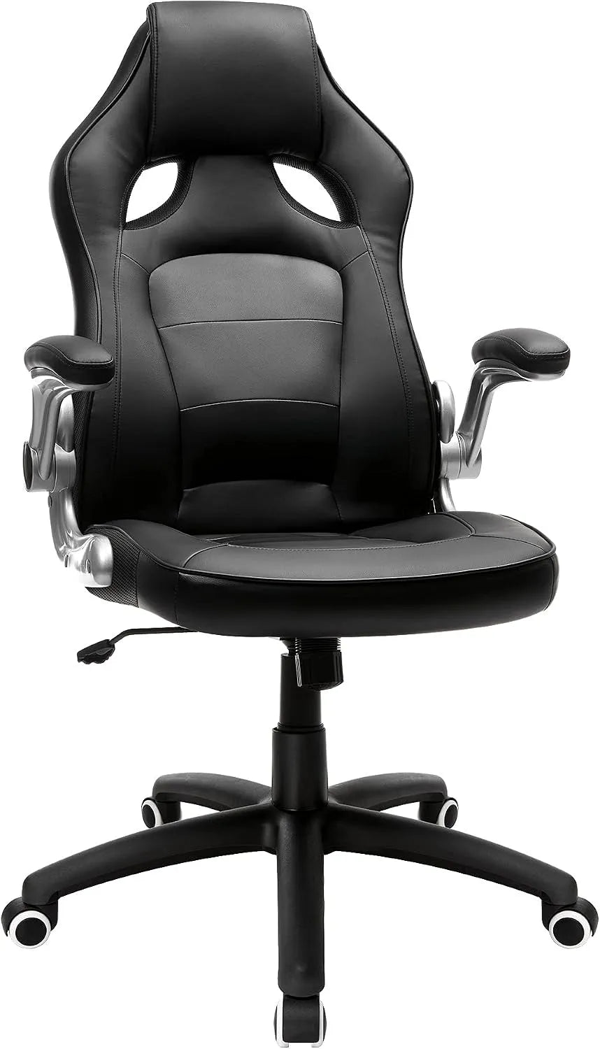 SONGMICS OBG62B Bureau et table informatique – avec accoudoirs, avec dossier, réglable, 68 × 68, noir, inclinable