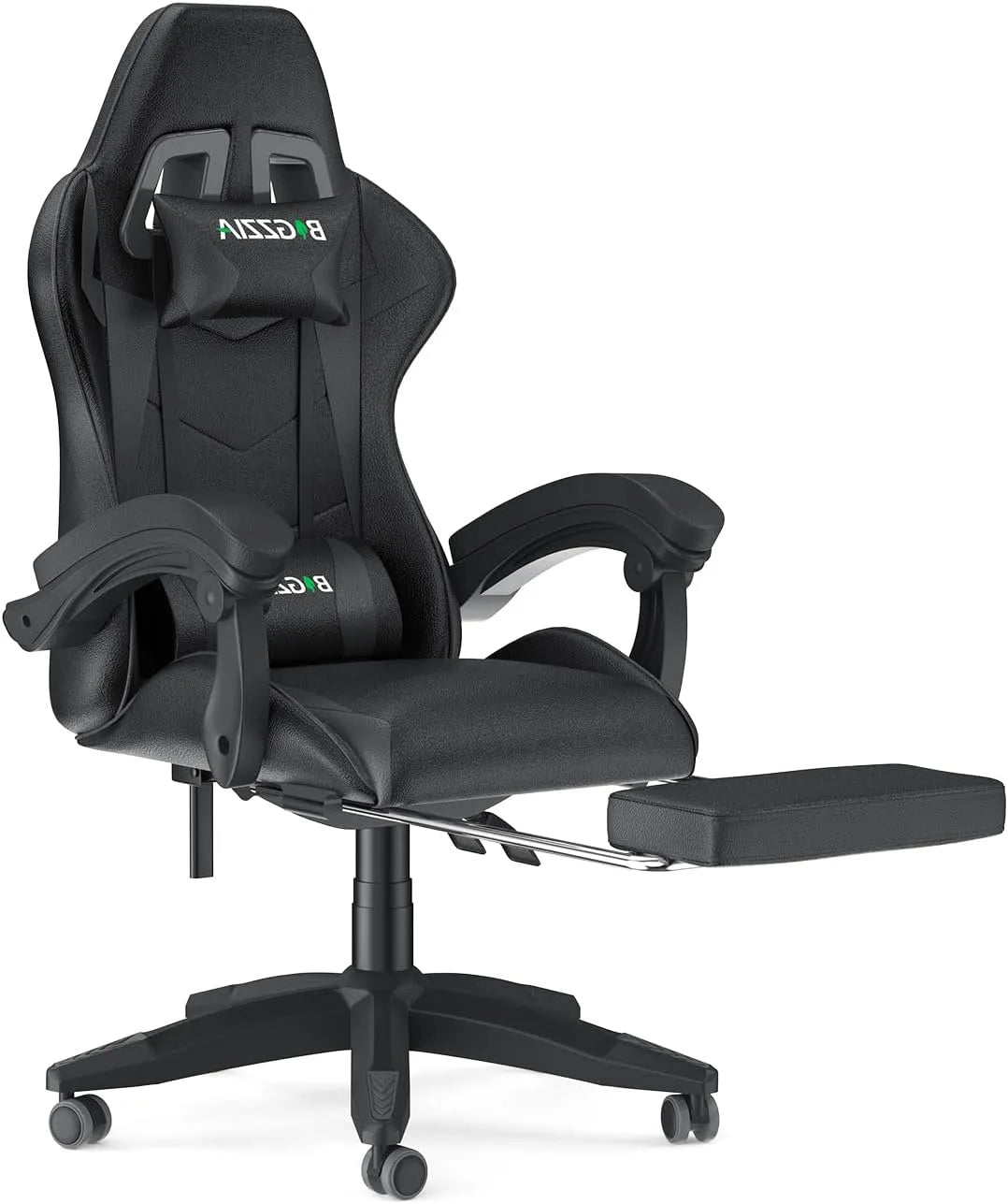 Bureau et table informatique — pour enfant, en cuir, avec dossier, pour gaming, noir, réglable, inclinable
