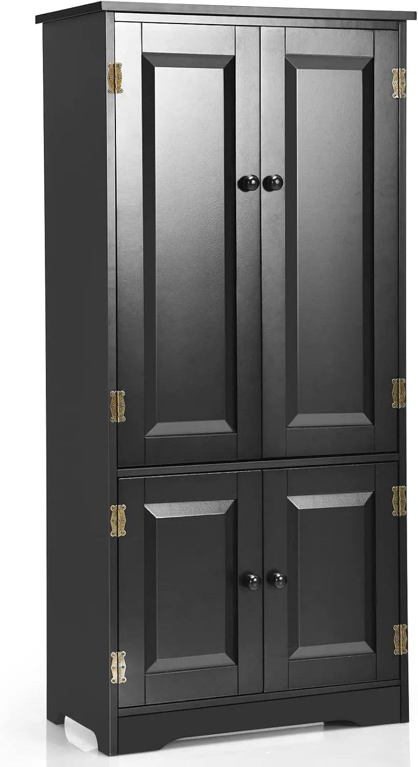 COSTWAY Armoire de rangement: MDF, avec rangement, avec Bibliothèque et étagère de rangements, réglable, 2 Étagères, 58, 5 × 31, 5 × 123 cm, noir