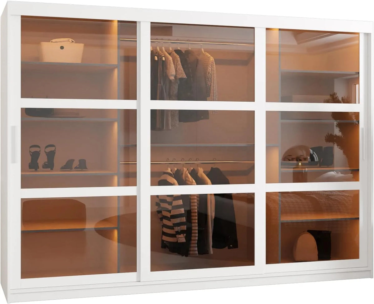 Armoire de rangement — avec rangement, avec Bibliothèque et étagère de rangements, 200 × 250 × 62 cm, blanc, avec étagères