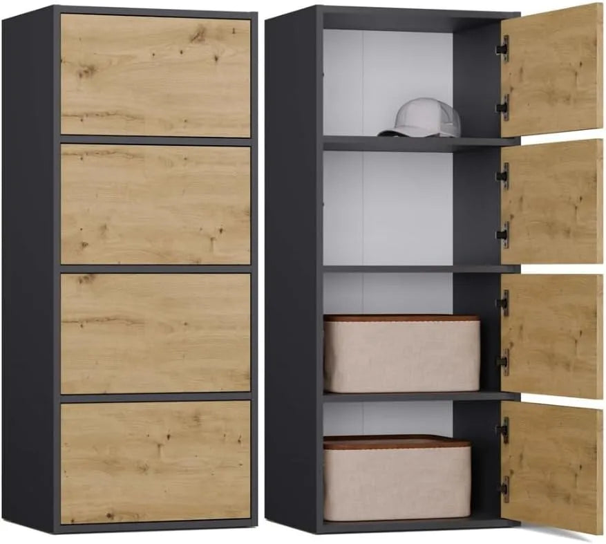 Alma Commode et meuble à tiroirs Moderne avec 4 Portes – pour enfant, 50 × 119 × 40 cm, anthracite