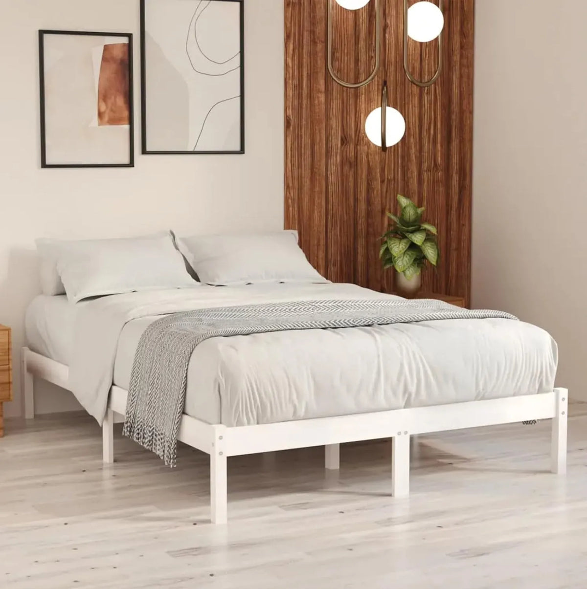 Lit Double Cadre de lit et structure de lit en Bois Massif 140x190cm avec: pour enfant, sur pied, 140 × 190cm, blanc
