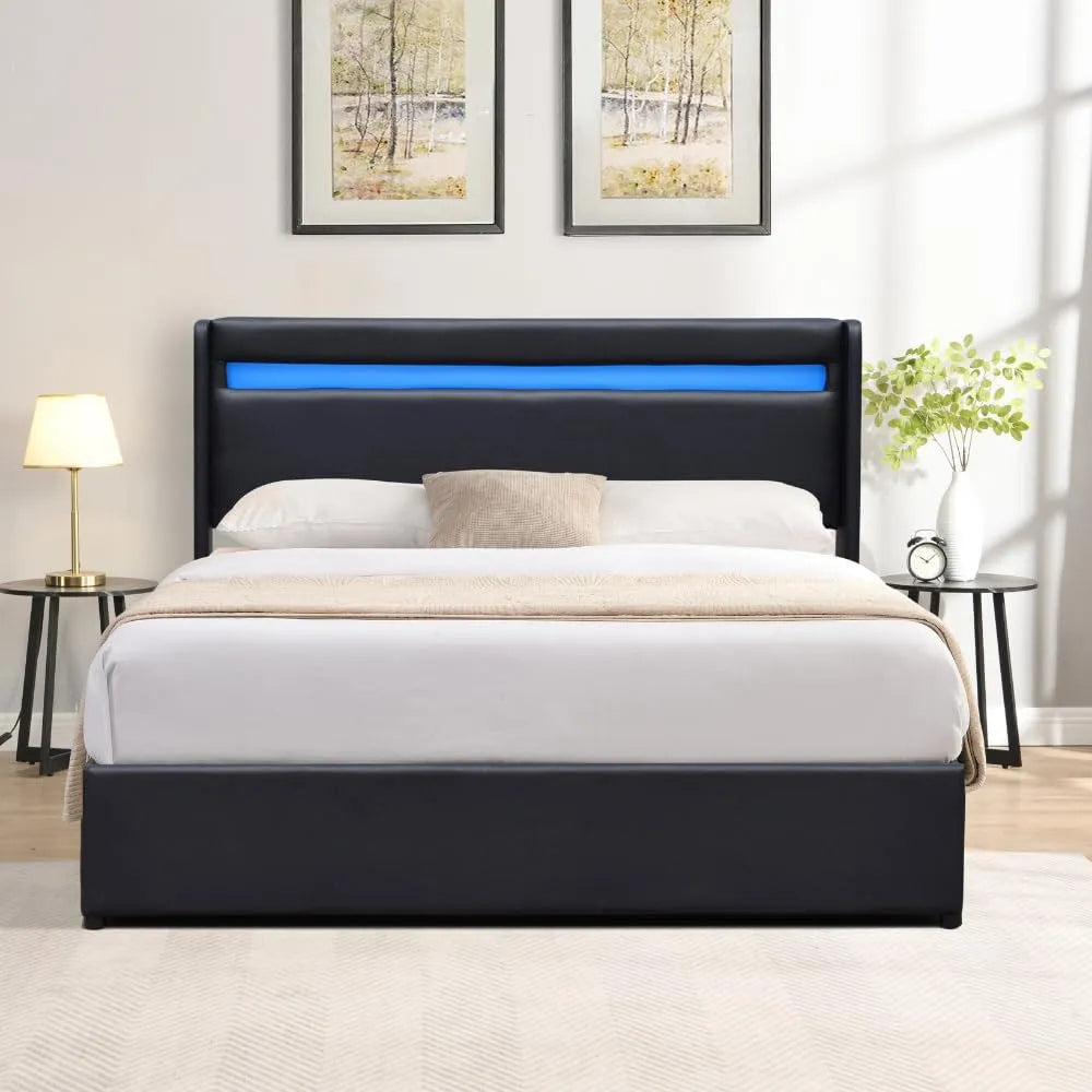 King of Dreams Lit Coffre dehoussable 160x200 cm avec tête – PVC, affichage LED, 160 × 200 cm