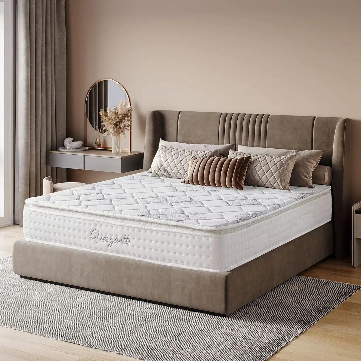 Vesgantti Pillowtop Matelas 140x190-Épaisseur 26cm-Superieur Matelas de Lit d'Adulte -Matelas — rembourrage en mousse, 140 × 190